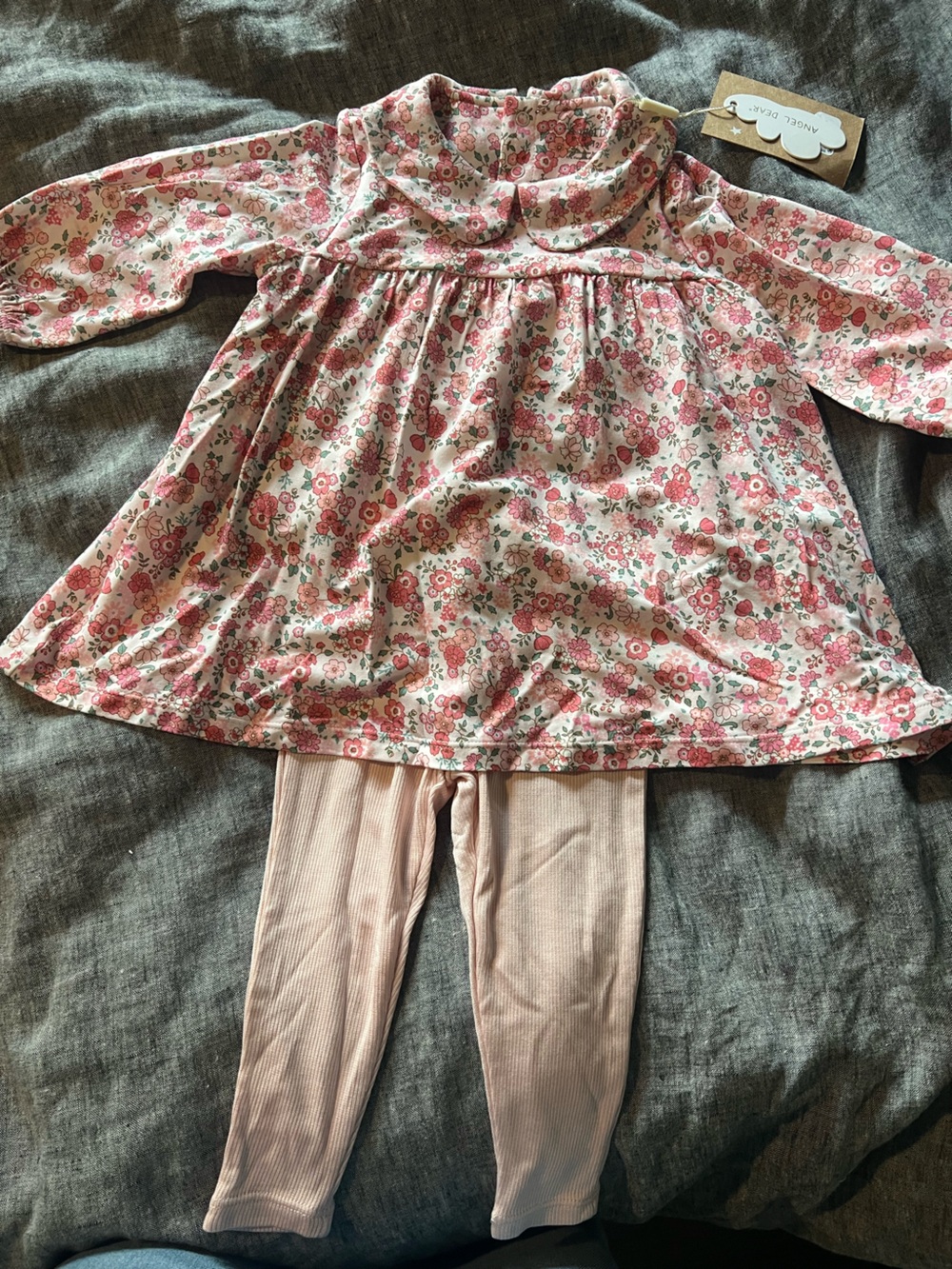 Angel Dear Pink Floral Circle dress w/ matching leggings